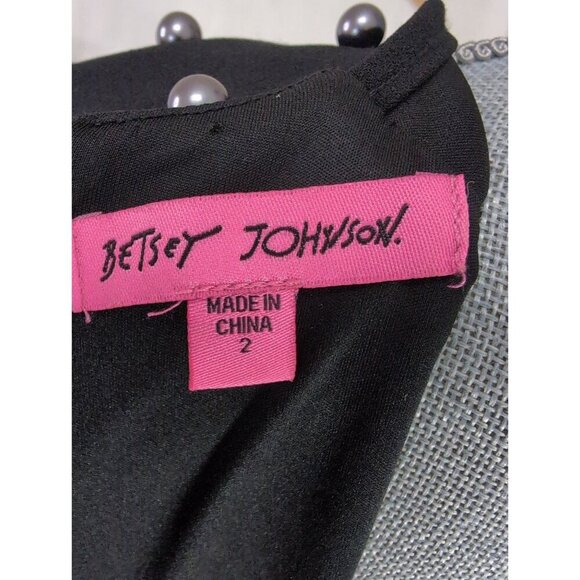 Betsey Johnson Sheath Dress Womens 2 Black Beaded Short Sleeve Cocktail Party - Picture 8 of 11